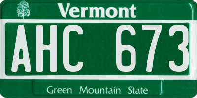 VT license plate AHC673