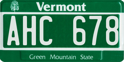 VT license plate AHC678