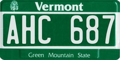 VT license plate AHC687