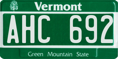 VT license plate AHC692