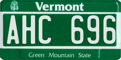 VT license plate AHC696