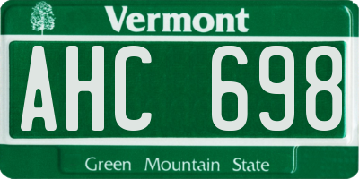 VT license plate AHC698