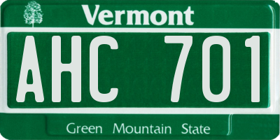 VT license plate AHC701