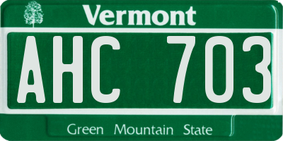 VT license plate AHC703