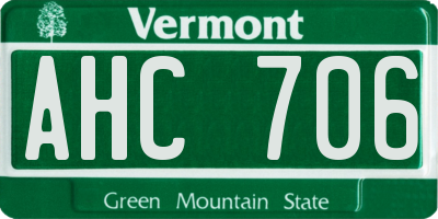 VT license plate AHC706