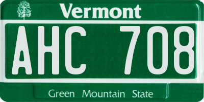 VT license plate AHC708