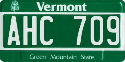 VT license plate AHC709