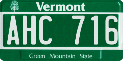VT license plate AHC716