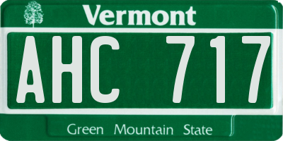 VT license plate AHC717