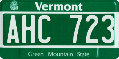 VT license plate AHC723