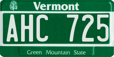 VT license plate AHC725