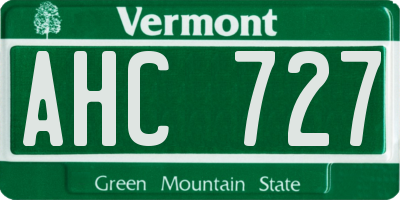 VT license plate AHC727