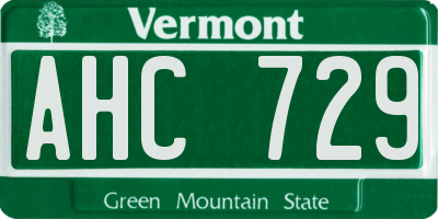 VT license plate AHC729