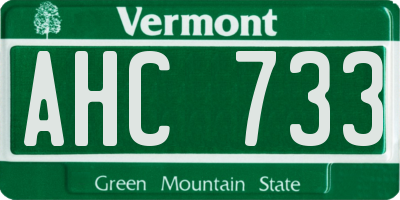 VT license plate AHC733