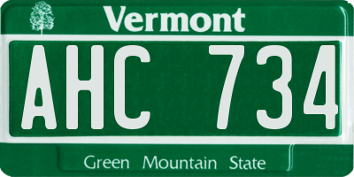 VT license plate AHC734