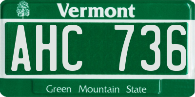 VT license plate AHC736