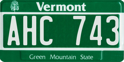 VT license plate AHC743