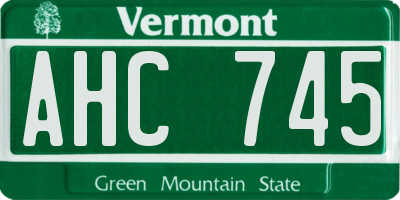 VT license plate AHC745