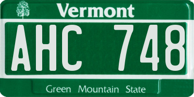 VT license plate AHC748
