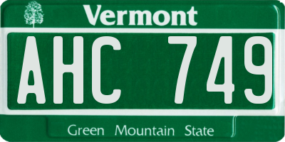 VT license plate AHC749