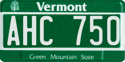 VT license plate AHC750