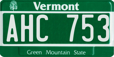 VT license plate AHC753