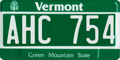 VT license plate AHC754
