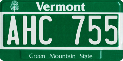 VT license plate AHC755