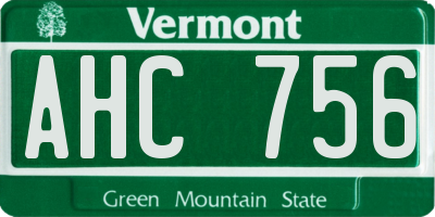 VT license plate AHC756