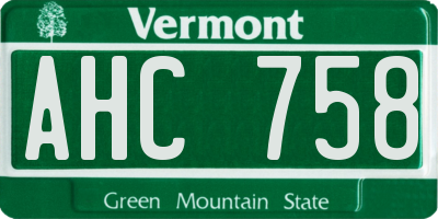 VT license plate AHC758