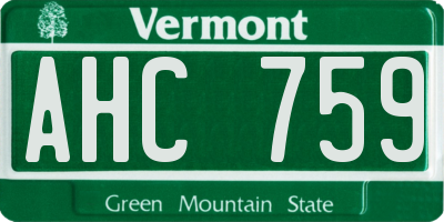 VT license plate AHC759