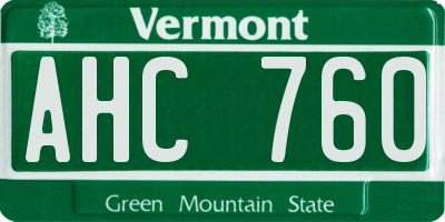 VT license plate AHC760