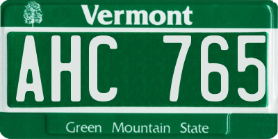 VT license plate AHC765