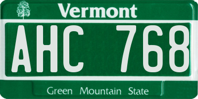 VT license plate AHC768