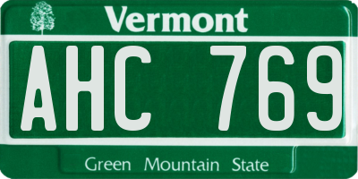 VT license plate AHC769