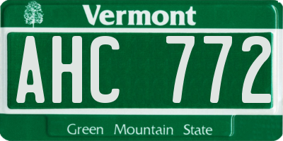 VT license plate AHC772