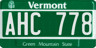 VT license plate AHC778