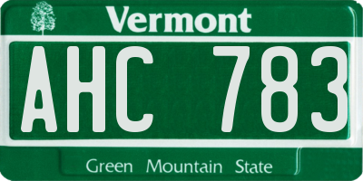 VT license plate AHC783