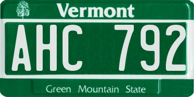 VT license plate AHC792
