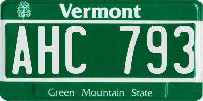 VT license plate AHC793