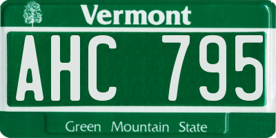 VT license plate AHC795
