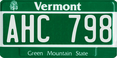 VT license plate AHC798