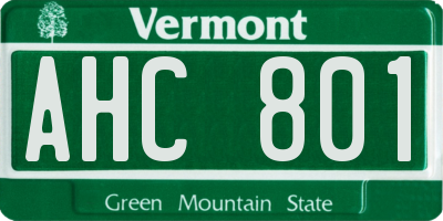 VT license plate AHC801