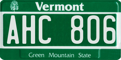 VT license plate AHC806