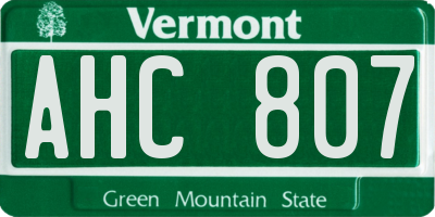 VT license plate AHC807