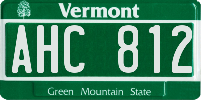 VT license plate AHC812