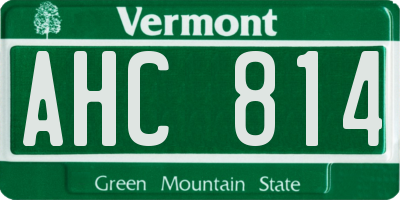 VT license plate AHC814