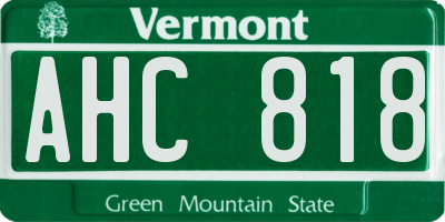 VT license plate AHC818