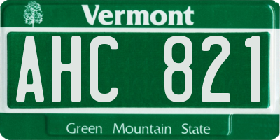 VT license plate AHC821