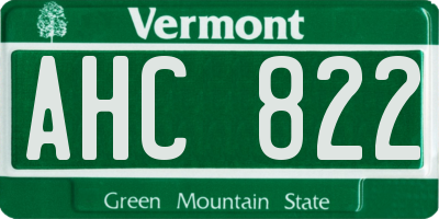 VT license plate AHC822